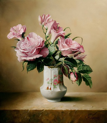 比利時Pieter Wagemans寫實花卉靜物油畫作品欣賞