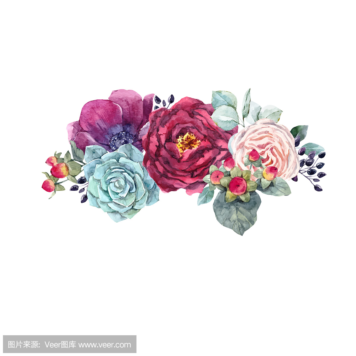 水彩花卉矢量構成